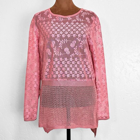 Charlie Paige Womens Open Knit Beach Size S Pink Travel Fairy Festival Coverup - Picture 5 of 10